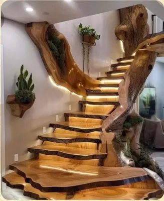 a staircase made out of wood and logs at Royal Amber in Luxor