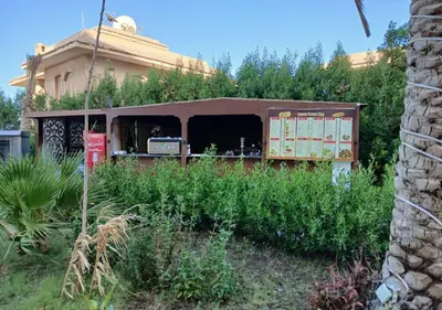 a building that is surrounded by tall grass at Fiesta Beach Resort in Hurghada
