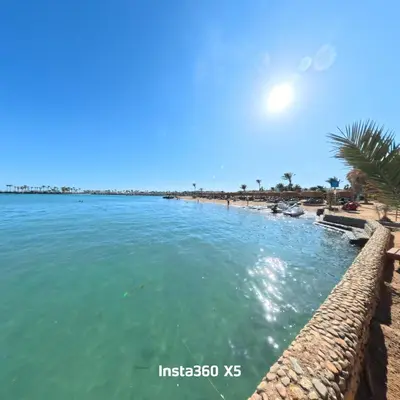 a view of the beach from the shore at New chalet with sea view and private beach access 82m in Hurghada