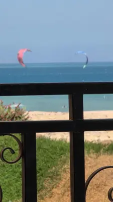 a view of the beach from a balcony at See view Studio-Hurghada Selena Bay Resort in Hurghada