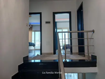 a staircase in a room with two mirrors at Holiday Villa in Hurhgada Egypt in Hurghada