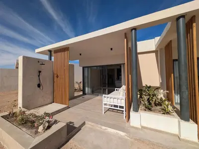 a house in the middle of the desert at Beachfront Somabay Cabana Steps From Sea & Pool in Hurghada