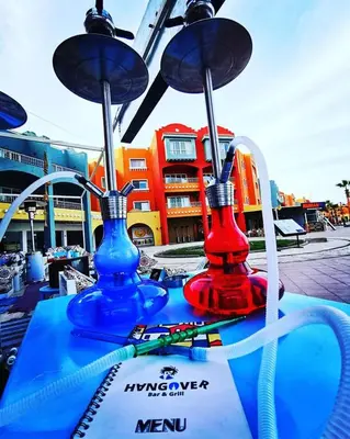 two blue and red vases sitting on top of a table at Sheraton Plaza Hurghada in Hurghada