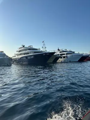 a group of luxury boats parked in the water at Paradise Villa in Hurghada