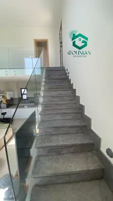 a staircase in a building with a sign on the wall at Shedwan Twinhouse 3 bedrooms in Hurghada