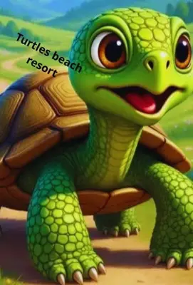 a cartoon turtle is standing on a turtleence beach resort at Turtles Beach Resort, Al Ahyaa in Hurghada