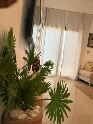 a living room with two plants on a table at 2BR G-Cribs in Hurghada