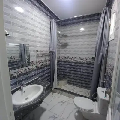 a bathroom with a sink and a toilet at Villa Nicole in Luxor