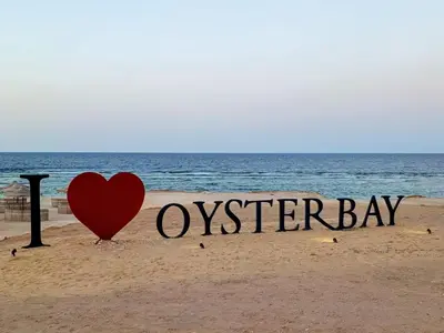a heart on the beach with the words oyster bay at Oyster Bay Beach Suites in Marsa Alam