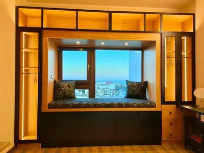 a window seat with a view of a city at Al-Daw Compound, Al-Mohammadi Square in Hurghada