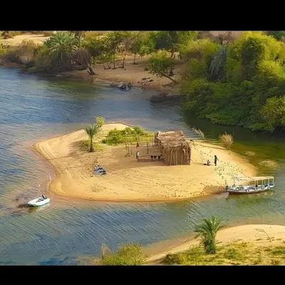 a small island in the middle of a river at ISIS Hostel in Aswan