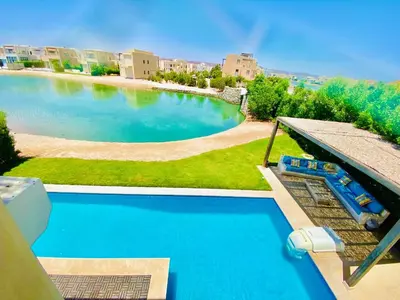 an overhead view of a large swimming pool at Luxury villa twaila in Hurghada