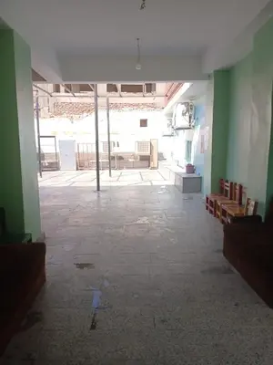 an empty room with green walls and a large window at Lavande Nubian House in Aswan