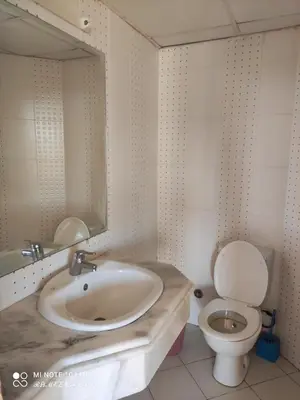 a bathroom with a sink and a toilet and a mirror at Relaxing Apartment in Hurghada