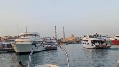 a group of boats are docked in a harbor at Studio Apartment Flourenza Hurghada in Hurghada