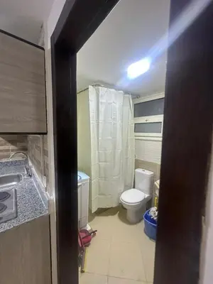 a small bathroom with a toilet and a sink at Balkan Resort in Hurghada