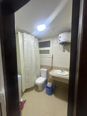 a small bathroom with a toilet and a sink at Balkan Resort in Hurghada