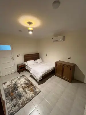a bedroom with a bed and a nightstand and a bed sidx sidx sidx sidx at Tut Apartment in Luxor