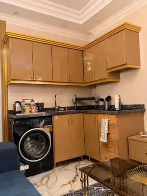a kitchen with a washer and a washing machine at Oscar Apartment 9 in Luxor