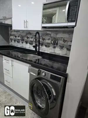 a kitchen with a sink and a washing machine at Scandic in Hurghada