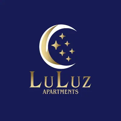 a crescent moon and stars logo on a blue background at Spacious and Chic 3 Bedroom Appartment Beautiful Rooftop Terrace Great location to explore Hurghada in Hurghada