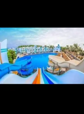 a view of a water slide at a resort at فندق ميراج باي اكوا بارك in Hurghada