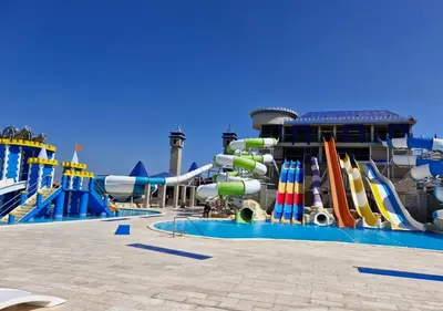 a large water park with a water slide at studio in Hotel Gravity 5 stelle in Hurghada