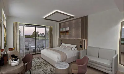 a bedroom with a large bed and a balcony at Sola Dahabiya Nile Cruise Every Monday from Luxor to Aswan 4 nights and Every Friday from Aswan to Luxor 3 nights in Luxor