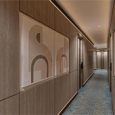a corridor of a hallway with brown walls and a carpet at Sola Dahabiya Nile Cruise Every Monday from Luxor to Aswan 4 nights and Every Friday from Aswan to Luxor 3 nights in Luxor
