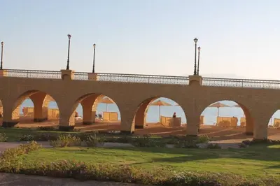a brick bridge with arches on top of it at 310 el Andalous Apartment in Hurghada