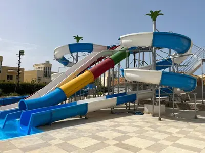 a water slide in a water park at Fanadir bay in Hurghada