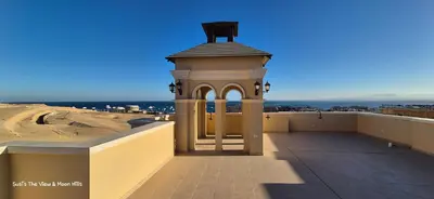 a gazebo on the roof of a building at Modern studio with sea view und large roof terrace in Hurghada