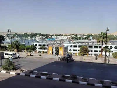a view of a parking lot with a marina at Nile SE Felucca nile cruise private tour in Naj‘ al ‘Amrāb