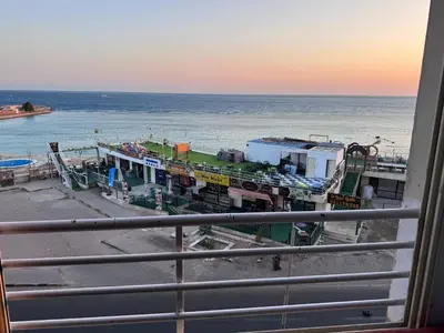 a view of the ocean from a balcony at صف اول على البحر مباشر منطقة القيادات شقة رقم 3 in Hurghada