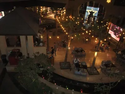 an overhead view of a shopping mall at night at Decoraive Appartment AlDaU Hurghada in Sahl Hasheesh