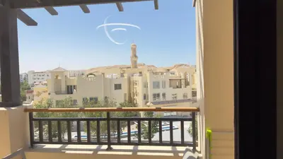 a balcony with a view of a city at Galaxy Aldau Hieghts in Hurghada