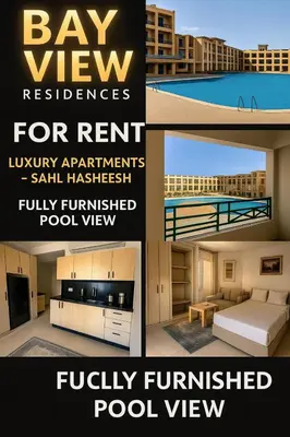 a collage of four pictures of a furnished room at Sahl Hasheesh in Hurghada