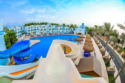 a pool at a resort with a water park at One Bedroom Chalet Mirage Bay in Hurghada