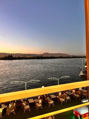 a view from the deck of a cruise ship at Jewel Luxor Hotel Nile View in Luxor