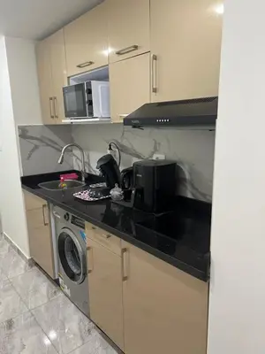 a kitchen with a sink and a washing machine at Selena bay hurghada in Hurghada