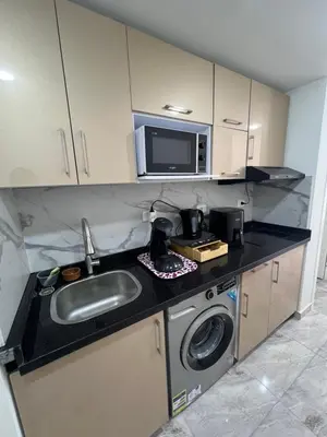 a small kitchen with a sink and a microwave at Selena bay hurghada in Hurghada