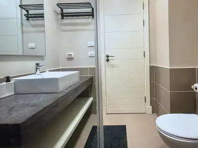 a bathroom with a sink and a toilet at View and Location in Abu Tig Marina in Hurghada