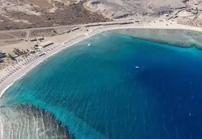 an aerial view of a beach with blue water at Jo travels in Hurghada