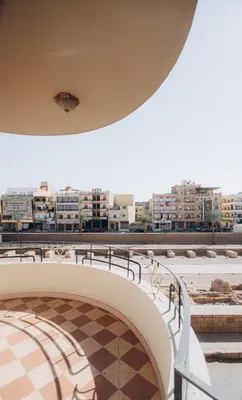 a view from the roof of a building at The Golden House on the Avenue of Sphinxes in Luxor
