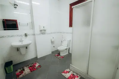 a bathroom with a toilet and a sink at The Golden House on the Avenue of Sphinxes in Luxor