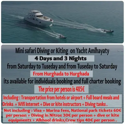 a flyer for a boat on the water at Yacht Aml-Hayaty in Hurghada