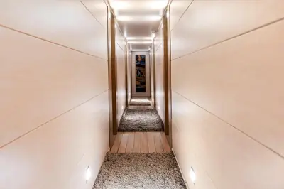 a corridor of a building with a hallway at Yacht Aml-Hayaty in Hurghada