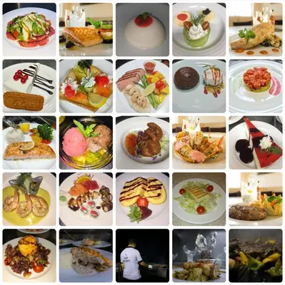 a collage of different pictures of food on plates at Yacht Aml-Hayaty in Hurghada
