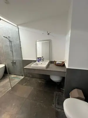 a bathroom with a sink and a shower at Bali elgouna private heated pool in Hurghada
