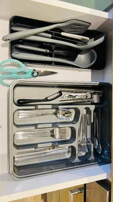 a drawer filled with lots of kitchen utensils at Luxury apartment pool view in Hurghada